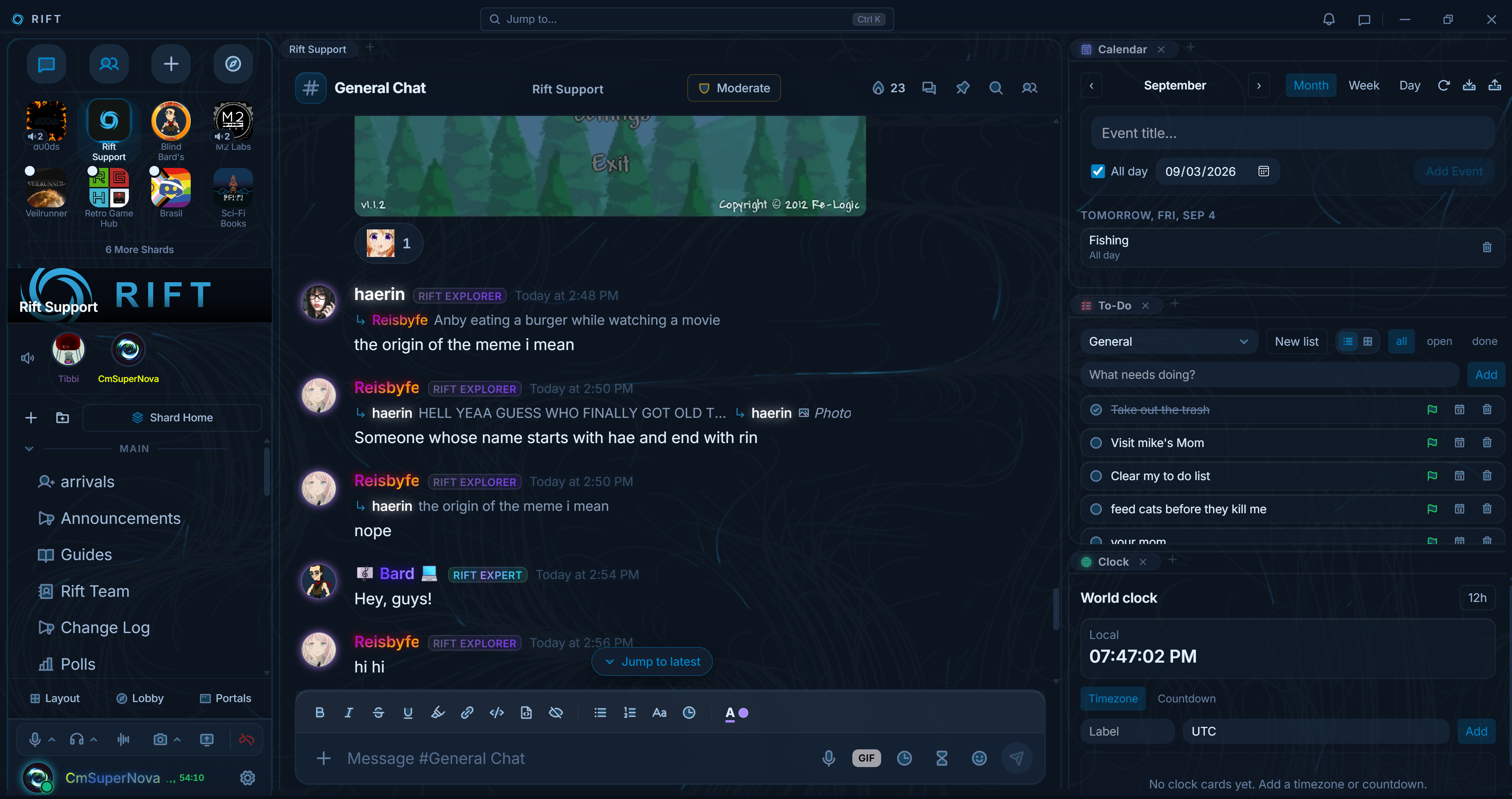 Rift Productivity: chat alongside weather, music, and calendar Portals.